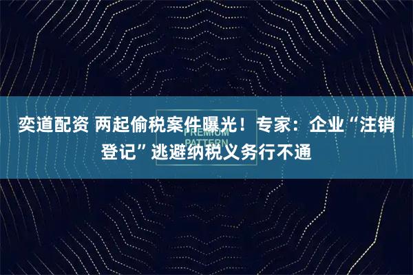 奕道配资 两起偷税案件曝光！专家：企业“注销登记”逃避纳税义务行不通