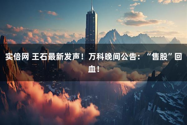 实倍网 王石最新发声！万科晚间公告：“售股”回血！